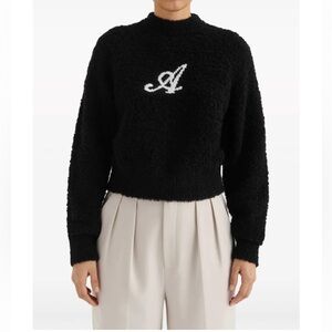 Axel Arigato logo-intarsia brushed jumper